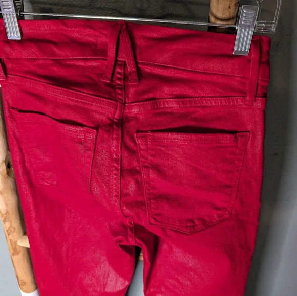 Good American Good Waist shiny red skinny 0/25 - Picture 4 of 8
